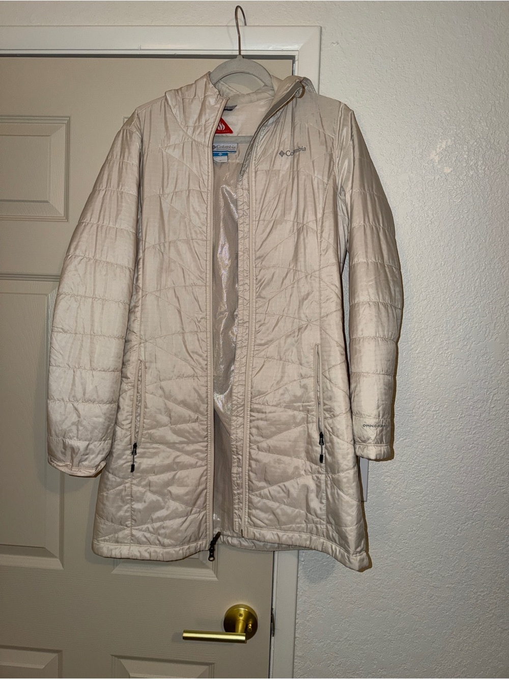 Columbia Women's Long Quilted Ski Jacket - Pearl/Off-White